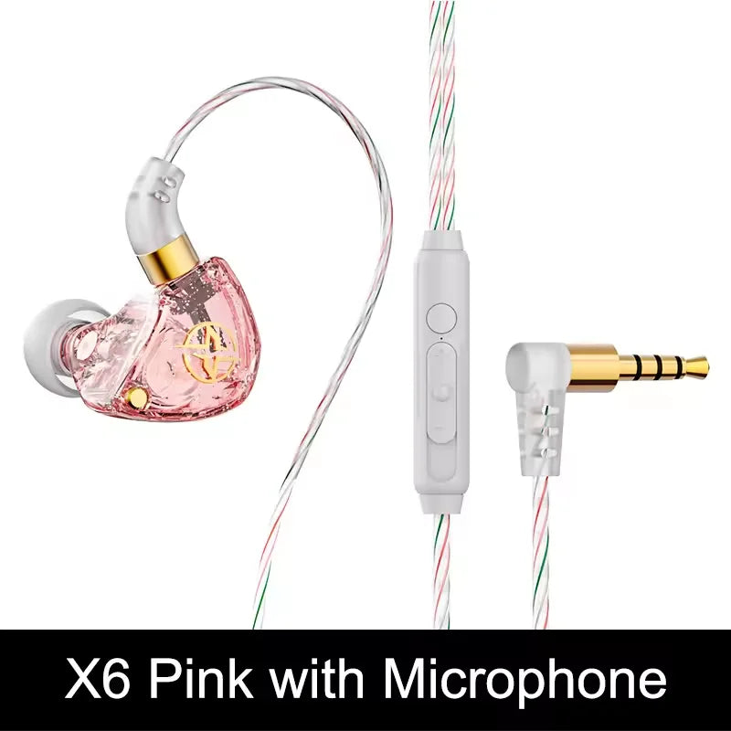 X6 3.5mm Wired Earphone Bass HiFi Headphones Stereo Girl Gift Music Earphones Musician Headset Gamer Earbuds for Huawei