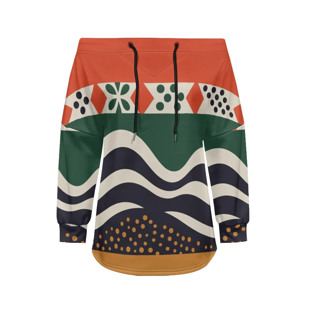 Sweat Off-Shoulder - Motifs Rayures & Pois