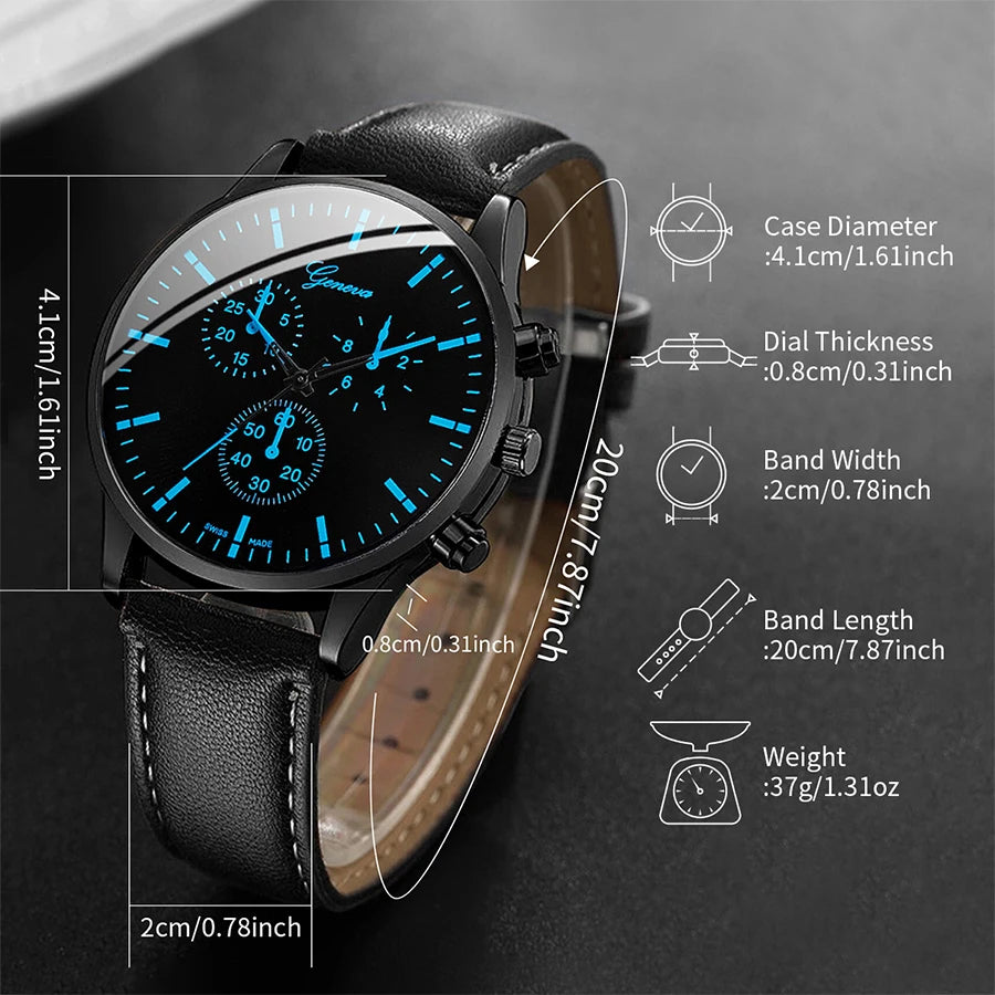 Set Montre + Bracelet + Collier Homme - Style Business Casual