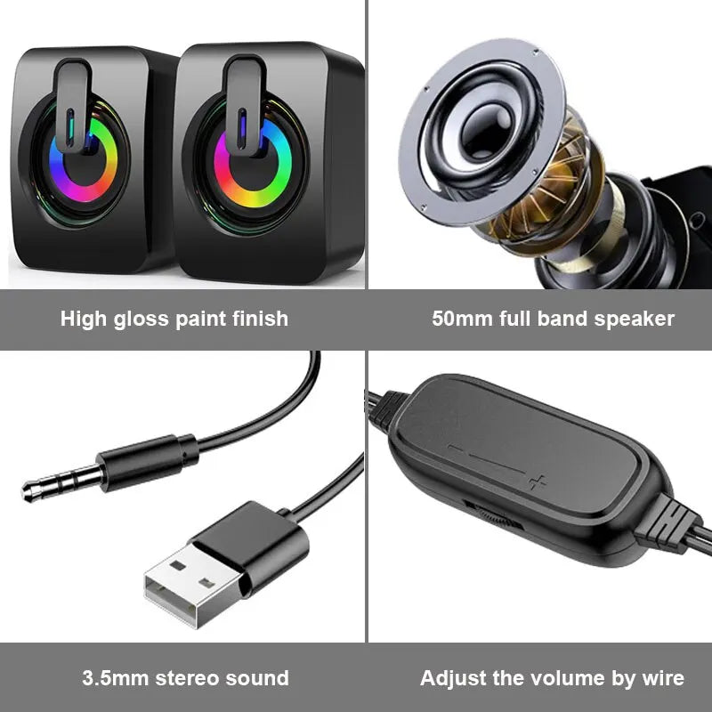 PC Speaker For Desktop Computer Laptops Caixa De Som Bluetooth Portable Sound Box Music USB wired Mini Speakers Column Acoustics