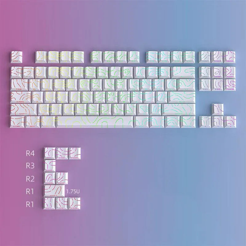 Contour 4.0 Side Engraved Keycap PBT Translucent 97 Key Gaming Mechanical Keyboard Key Cap White For Magnetic Switch F75 GMK87