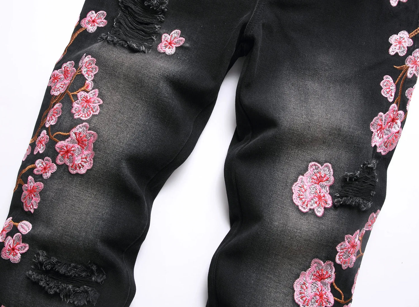 Jean Ripped Floral Brode Flare Homme