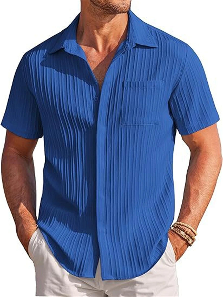 Chemise MC Coton Uni Col Rabattu Beach