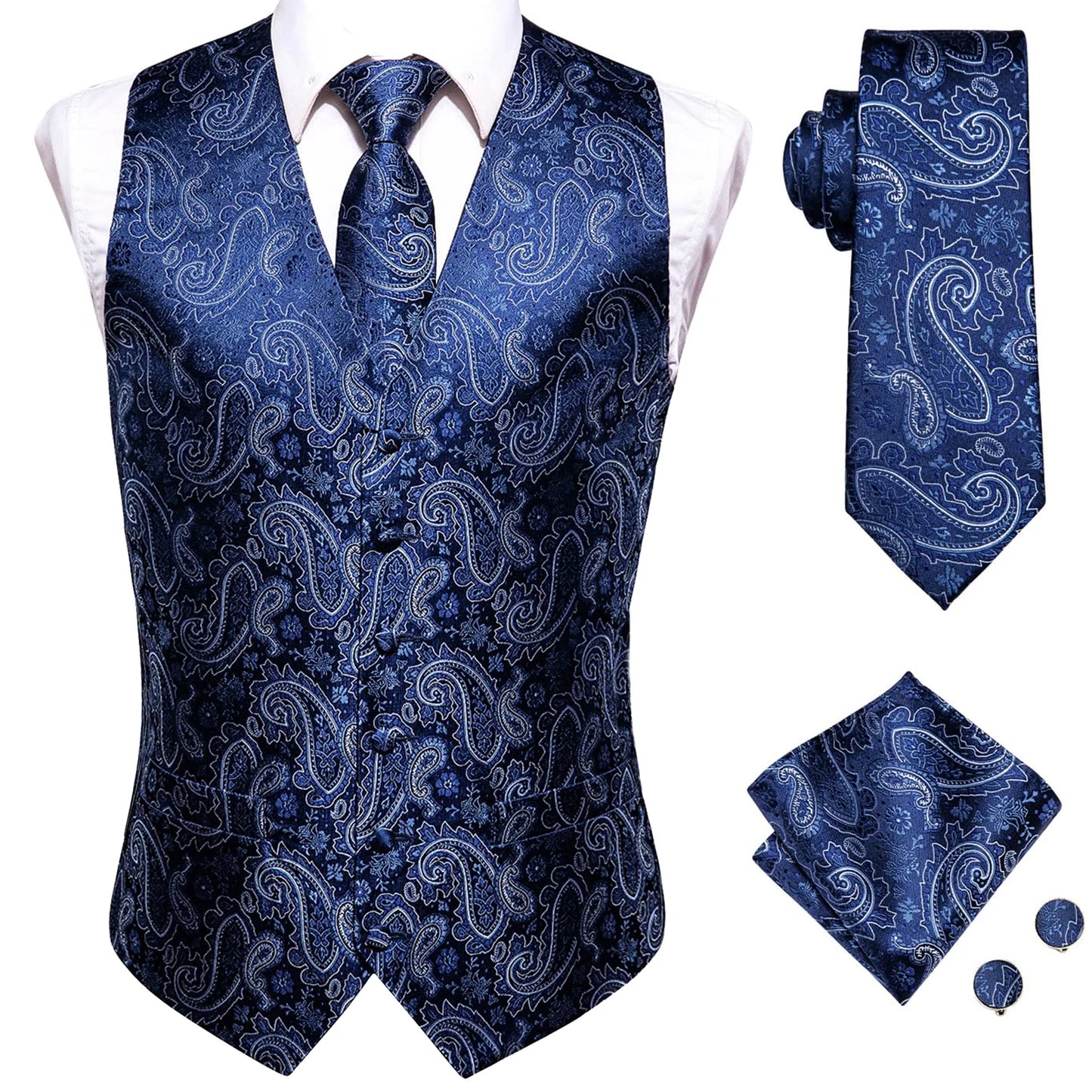Gilet Cravate Hi-Tie Soie 4 Pieces