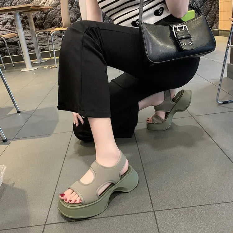 Compensées pour Femme Chaussures à Semelles, Sandales de dehors à Semelle Souple, Marche en Plein Air, à la Mode