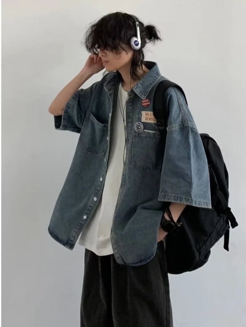 Ensemble Denim Harajuku Chemise Jean Retro