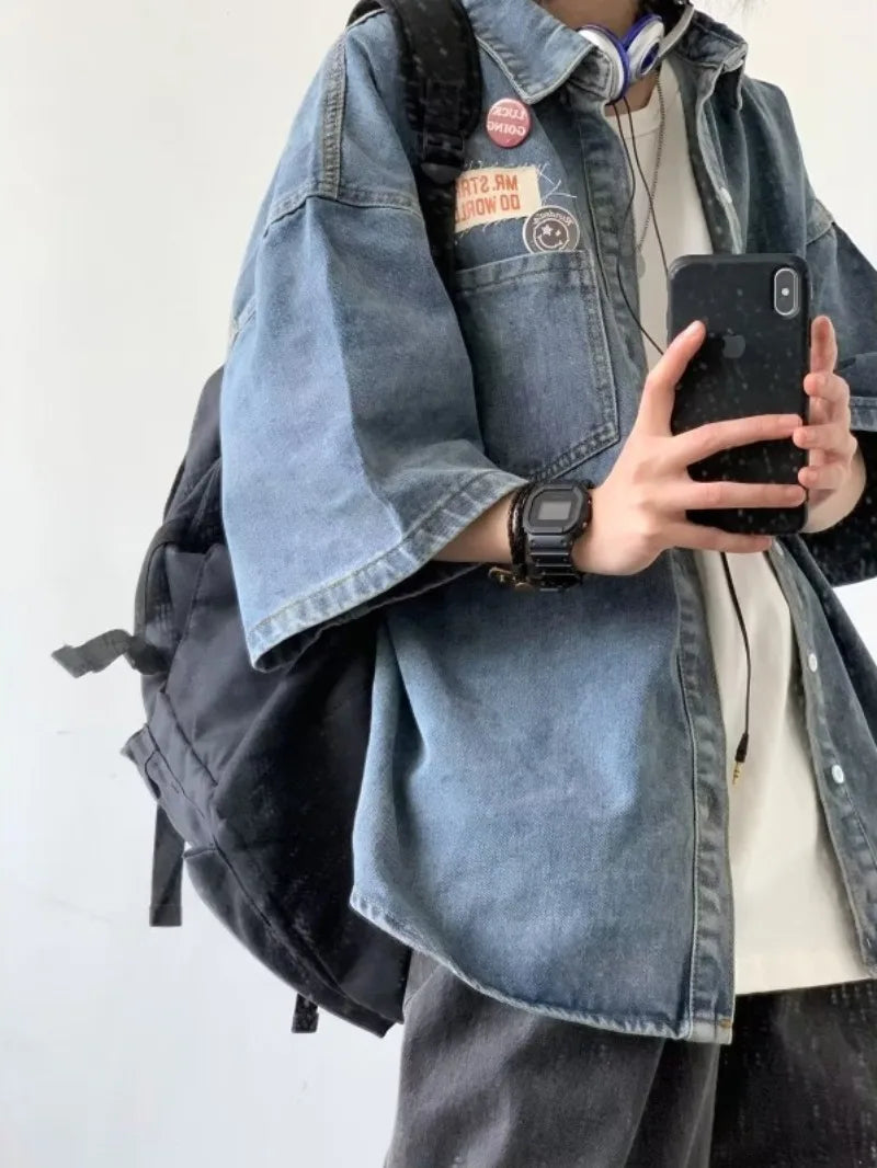 Ensemble Denim Harajuku Chemise Jean Retro