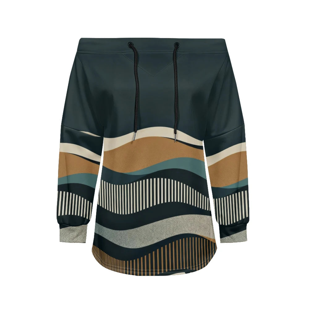 Sweat Off-Shoulder - Motifs Rayures & Pois