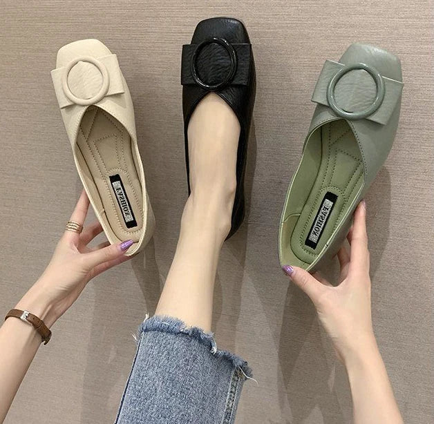 Shoes For Woman 2025 Flat Flats Women's Summer Footwear Low Heel Elegant Pointed Toe White On Promotion 39 Social Chic Point Hot