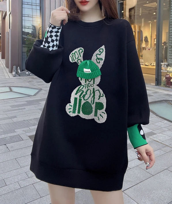 Pull Brodé "Black Graphic" - Style Emo-Korean