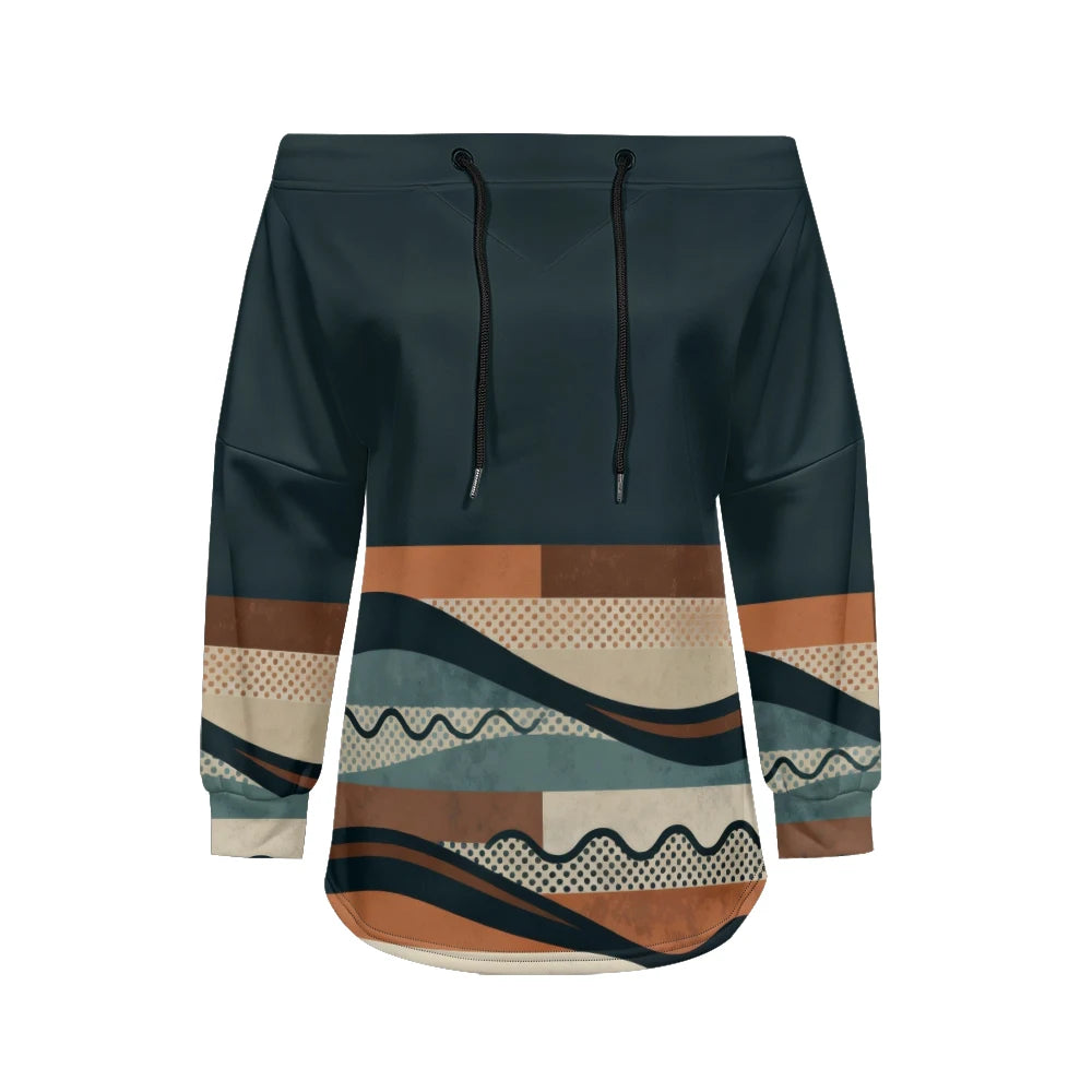 Sweat Off-Shoulder - Motifs Rayures & Pois