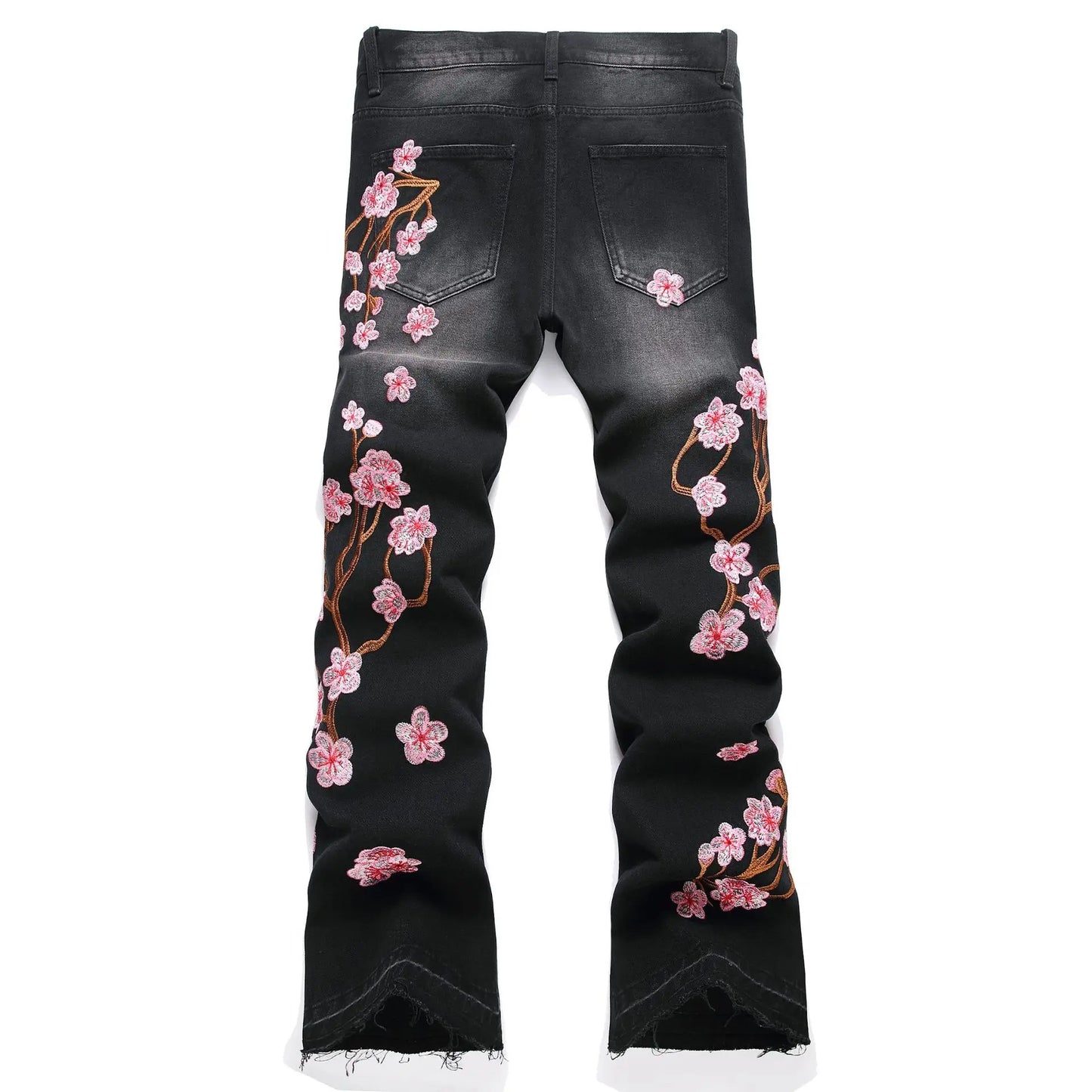 Jean Ripped Floral Brode Flare Homme