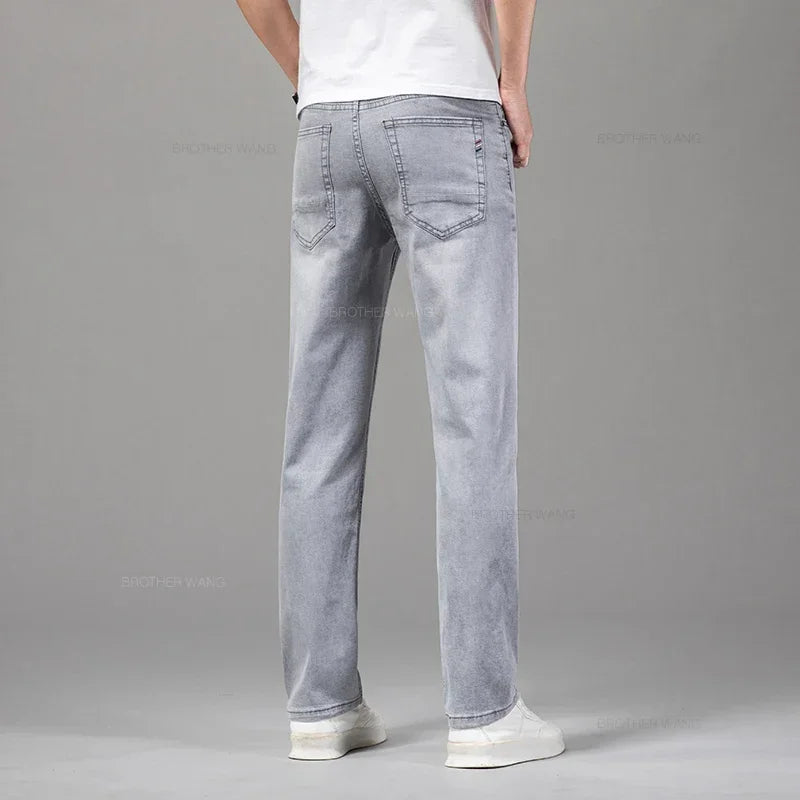 Jean Homme Leger Coton Stretch Gris Clair