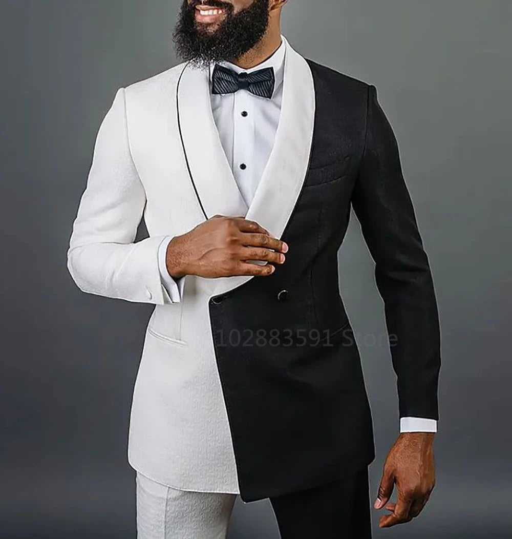 Costume 2 Pieces Croise Blanc Noir