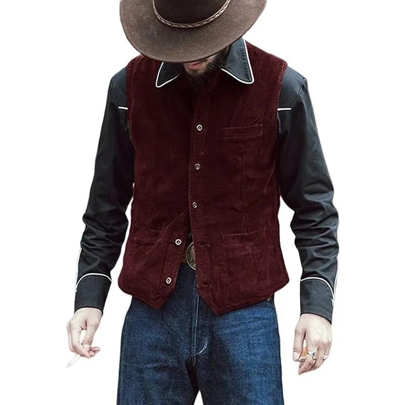 2026 Men's Retro Vest British Style Workwear Corduroy Vestes Casual Coat Single Breasted Sleeveless Jacket for Men Formal Vest