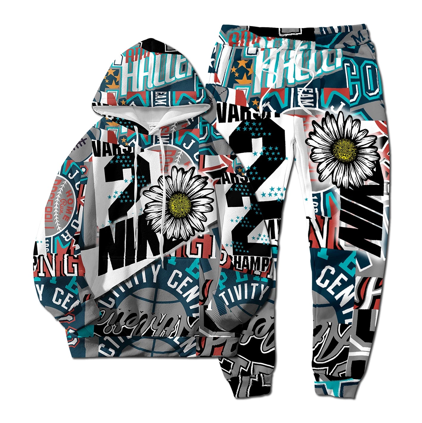 Ensemble Hoodie Pantalon 3D Digital Hip-Hop